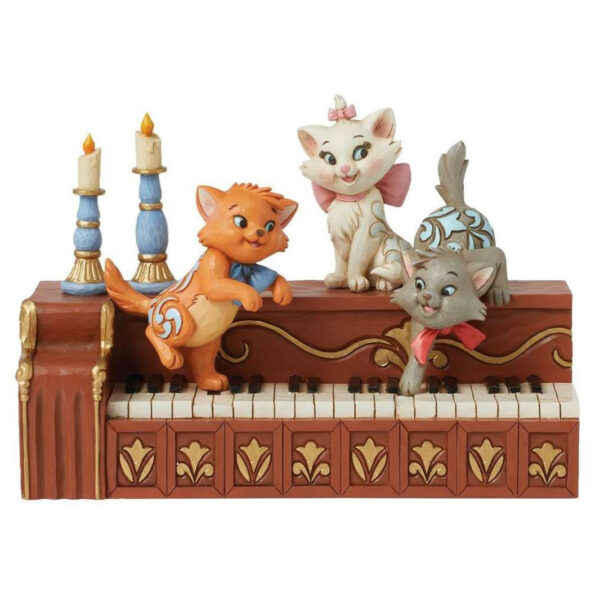 Walt Disney Jim Shore Aristogatti Berlioz, Marie e Toulouse sul pianoforte