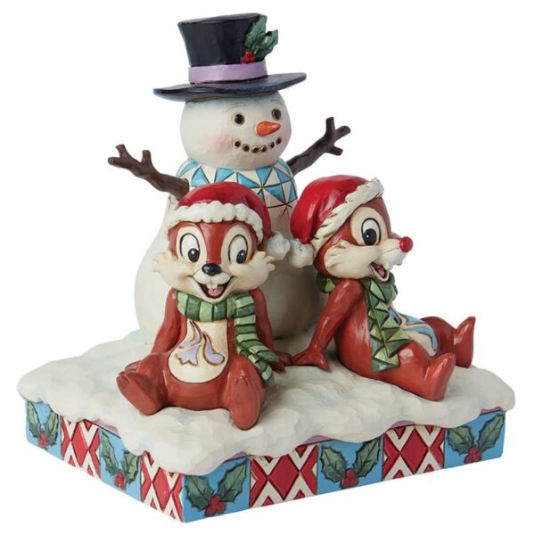 Walt Disney Jim Shore Figurina pupazzo di neve Cip e Ciop - Chip e Dale - immagine 3