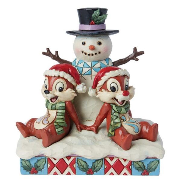 Walt Disney Jim Shore Figurina pupazzo di neve Cip e Ciop – Chip e Dale