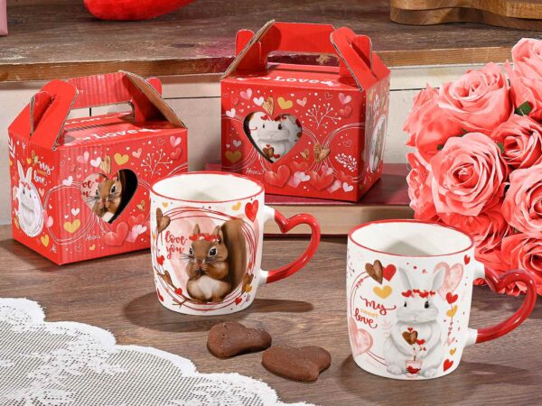 Tazza porcellana manico a cuore in conf. "LoveInTheWoods" San Valentino - immagine 2